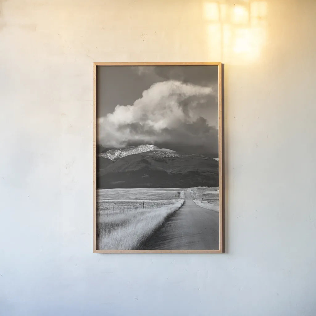 Western Roads by Alan Majchrowicz. shown as a paper print in a natural frame. Available as a archival giclee rolled canvas, fine art paper, or poster print. SKU 43071h.