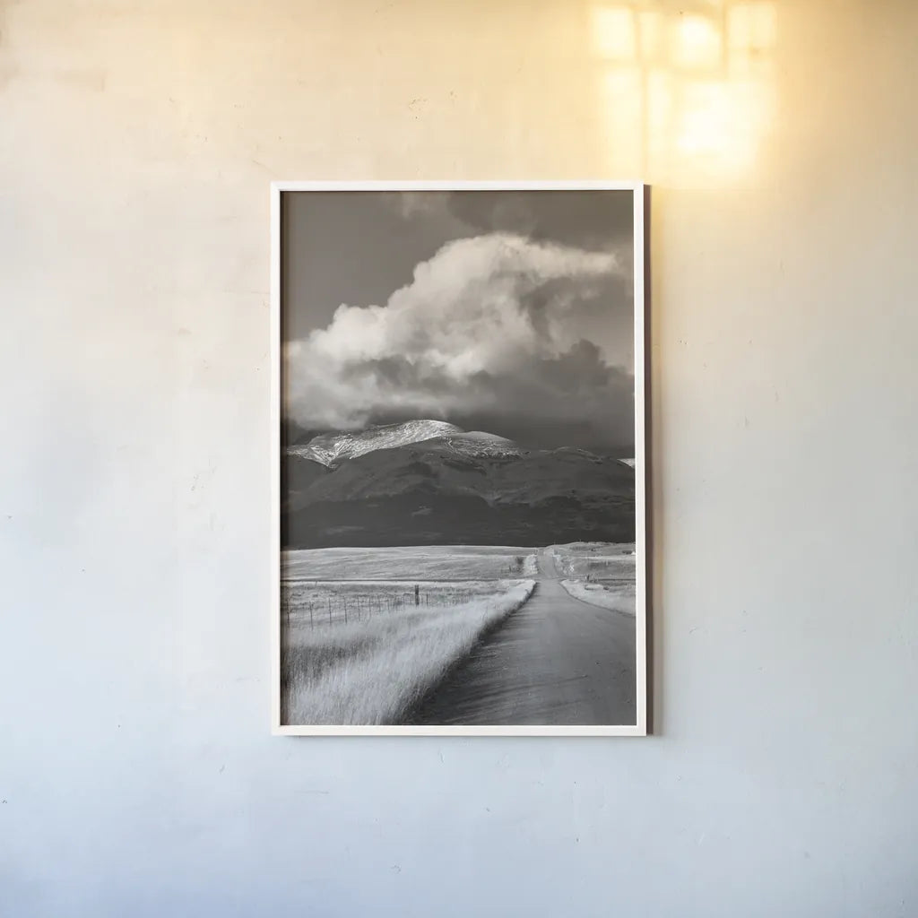Western Roads by Alan Majchrowicz. shown as a paper print in a white frame. Available as a archival giclee rolled canvas, fine art paper, or poster print. SKU 43071h.