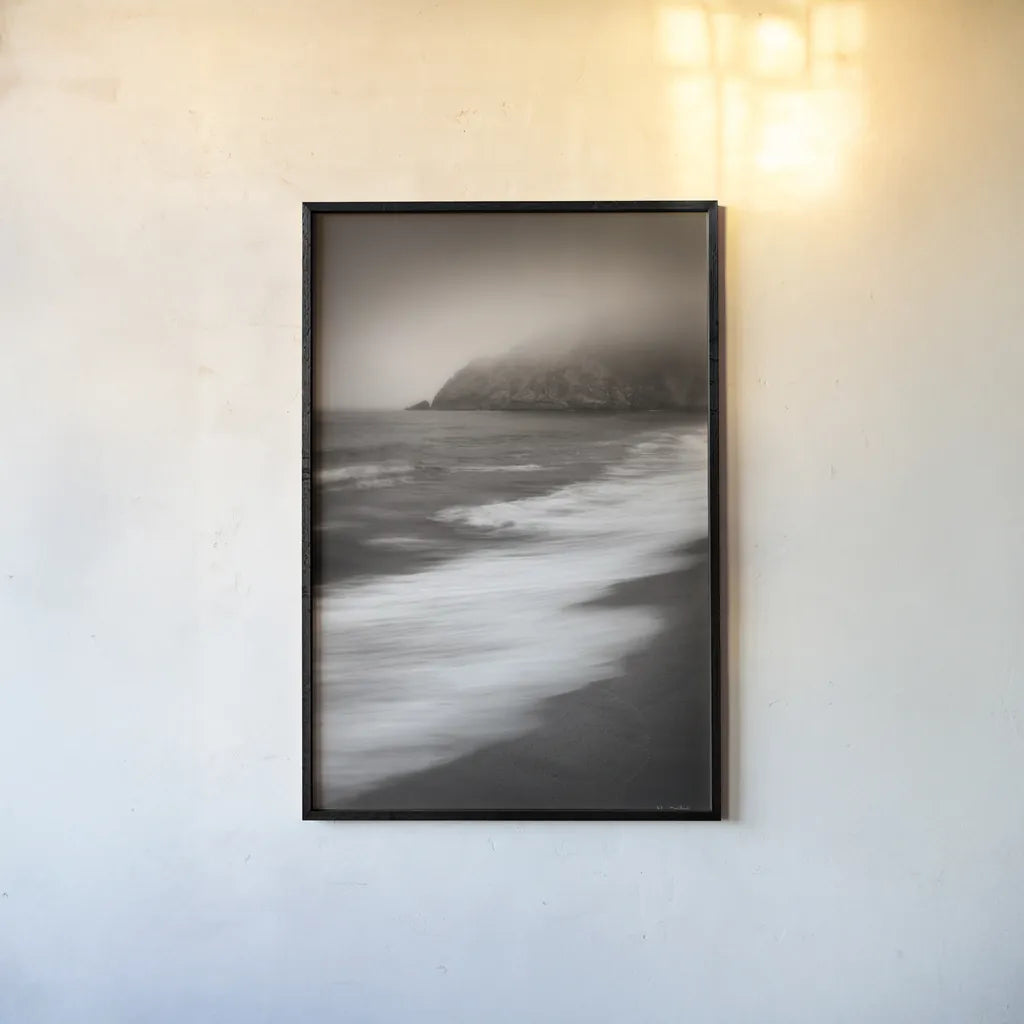 Whale Cove Beach by Alan Majchrowicz. shown as a paper print in a black flame. Available as a archival giclee rolled canvas, fine art paper, or poster print. SKU 44176h.