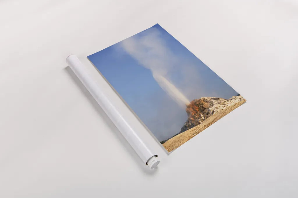 White Dome Geyser by Alan Majchrowicz. shown as a rolled paper print. Available as archival giclee rolled canvas, fine art paper, or poster print. SKU 80844h.