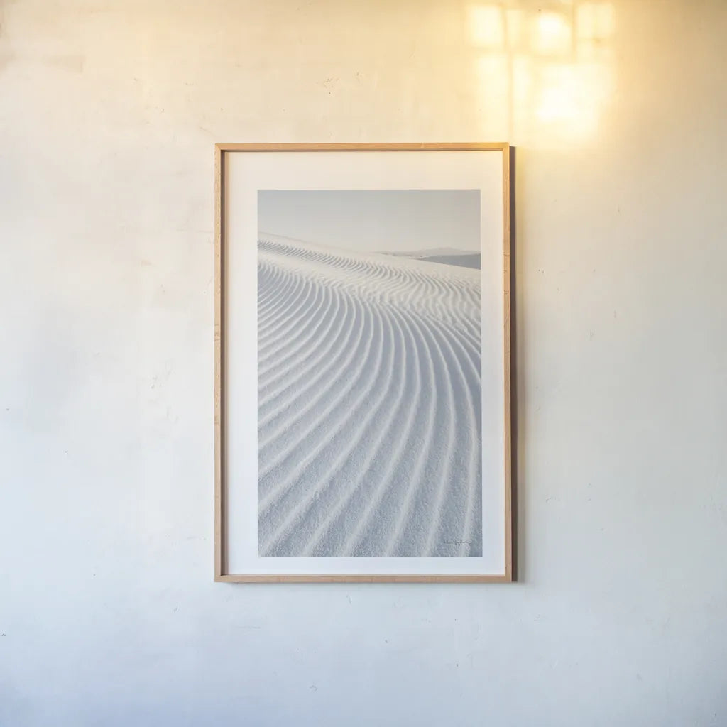 White Sands I by Alan Majchrowicz. shown as a paper print in a natural frame. Available as a archival giclee rolled canvas, fine art paper, or poster print. SKU 33903h.