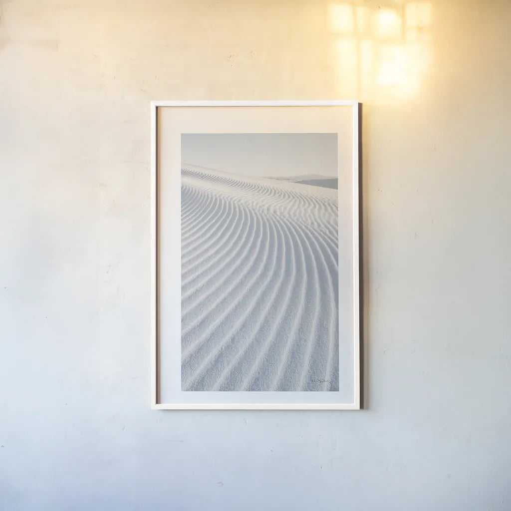 White Sands I by Alan Majchrowicz. shown as a paper print in a white frame. Available as a archival giclee rolled canvas, fine art paper, or poster print. SKU 33903h.