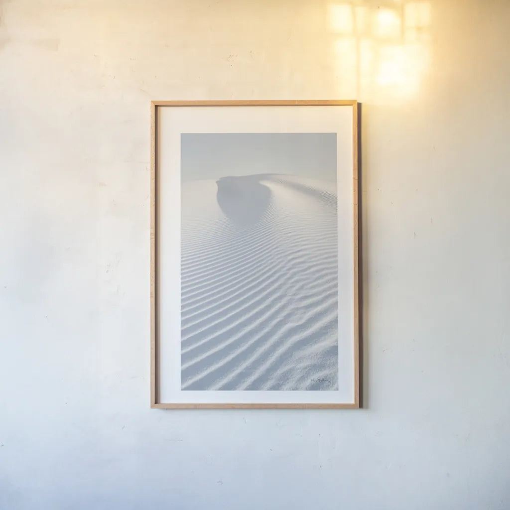 White Sands II by Alan Majchrowicz. shown as a paper print in a natural frame. Available as a archival giclee rolled canvas, fine art paper, or poster print. SKU 33904h.