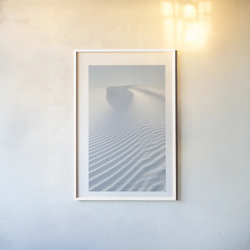 White Sands II by Alan Majchrowicz. shown as a paper print in a white frame. Available as a archival giclee rolled canvas, fine art paper, or poster print. SKU 33904h.