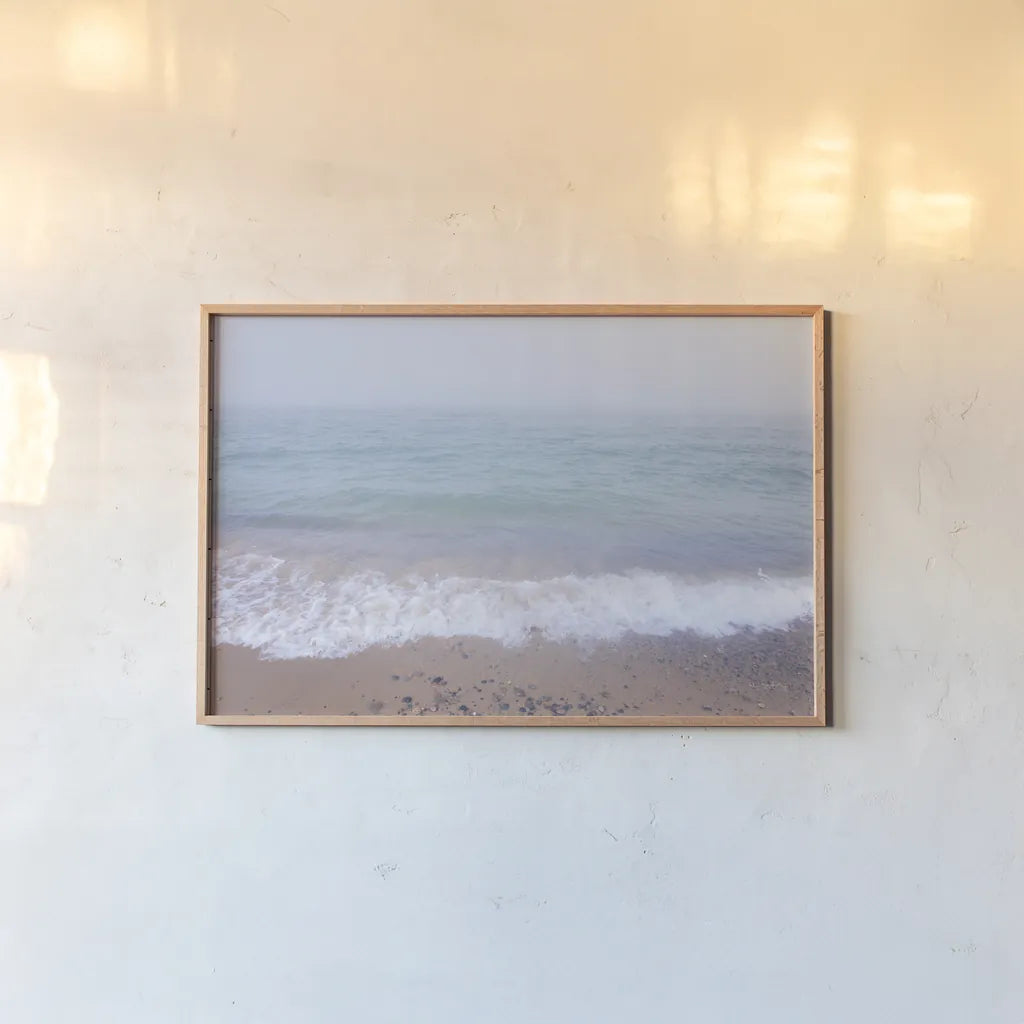 Whitefish Point Beach by Alan Majchrowicz. shown as a paper print in a natural frame. Available as a archival giclee rolled canvas, fine art paper, or poster print. SKU 61443i.