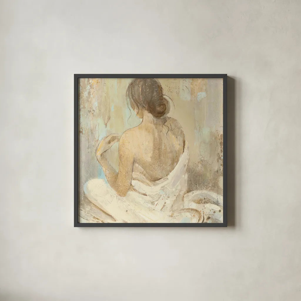 Abstract Figure Study II Crop by Albena Hristova. Shown in a sleek black glass frame for a contemporary gallery look. Available as an archival giclee rolled canvas, fine art paper, or poster print. SKU 20893a.
