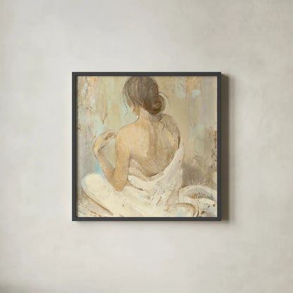 Abstract Figure Study II Crop by Albena Hristova. Shown in a sleek black glass frame for a contemporary gallery look. Available as an archival giclee rolled canvas, fine art paper, or poster print. SKU 20893a.