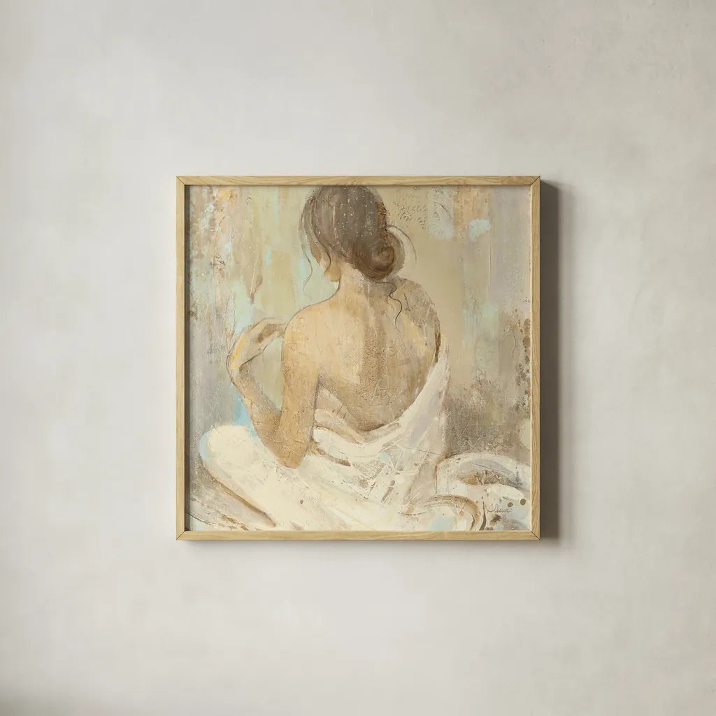 Abstract Figure Study II Crop by Albena Hristova. Shown in a natural wood glass frame for a timeless modern aesthetic. Available as an archival giclee rolled canvas, fine art paper, or poster print. SKU 20893a.