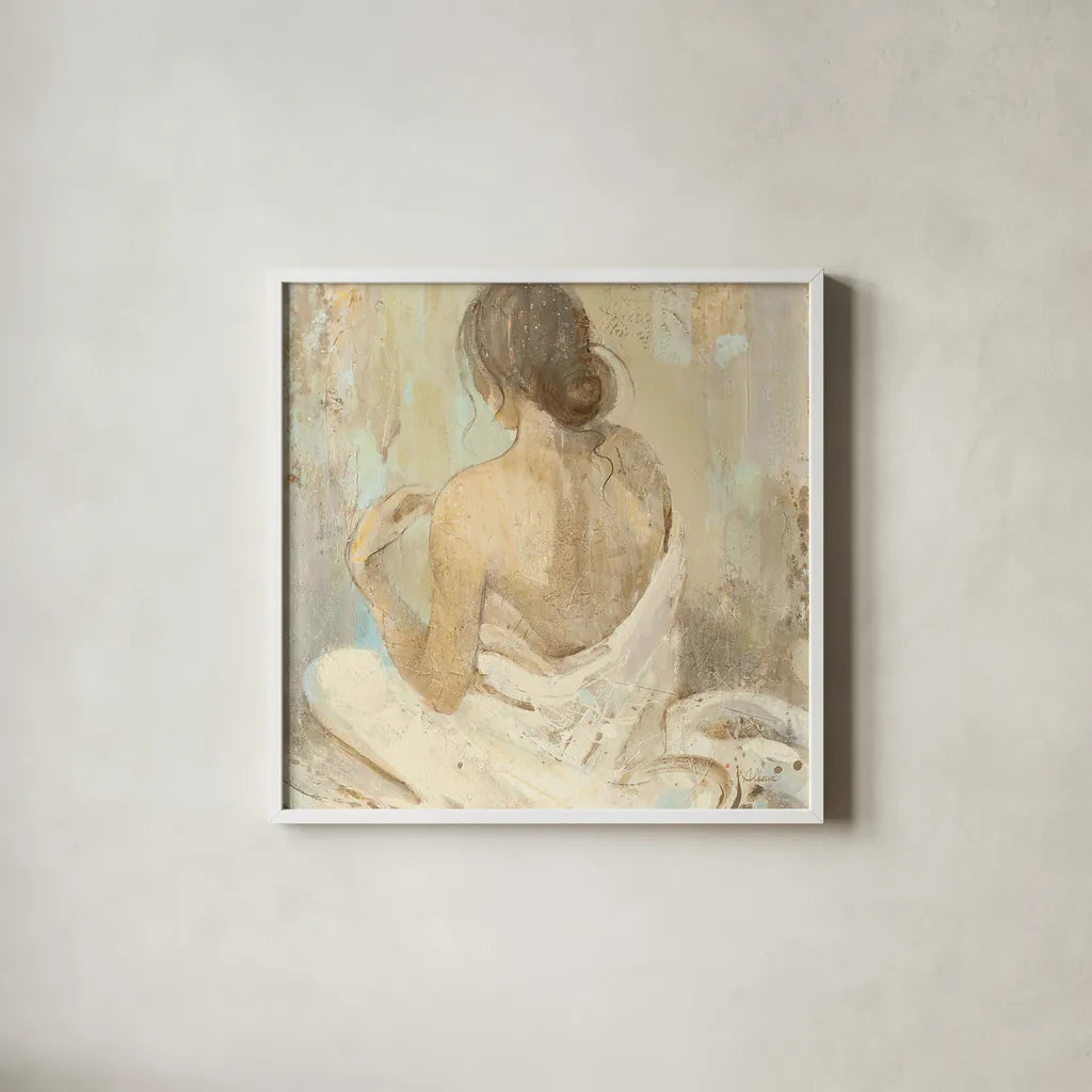 Abstract Figure Study II Crop by Albena Hristova. Shown in a crisp white glass frame for a clean and minimalist style. Available as an archival giclee rolled canvas, fine art paper, or poster print. SKU 20893a.