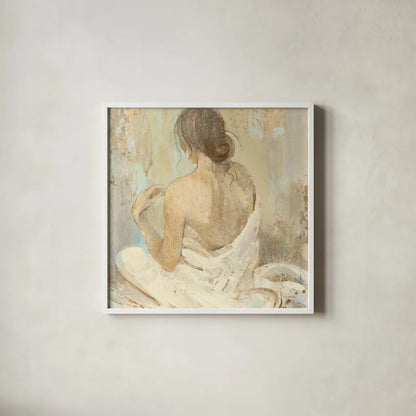 Abstract Figure Study II Crop by Albena Hristova. Shown in a crisp white glass frame for a clean and minimalist style. Available as an archival giclee rolled canvas, fine art paper, or poster print. SKU 20893a.