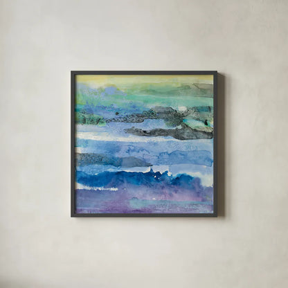 Abstract Layers I by Albena Hristova. Shown in a sleek black glass frame for a contemporary gallery look. Available as an archival giclee rolled canvas, fine art paper, or poster print. SKU 54822a.