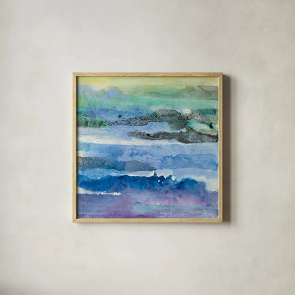 Abstract Layers I by Albena Hristova. Shown in a natural wood glass frame for a timeless modern aesthetic. Available as an archival giclee rolled canvas, fine art paper, or poster print. SKU 54822a.