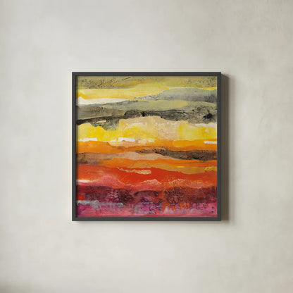 Abstract Layers II by Albena Hristova. Shown in a sleek black glass frame for a contemporary gallery look. Available as an archival giclee rolled canvas, fine art paper, or poster print. SKU 54823a.