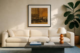 Abstract Paisley IX by Albena Hristova. Displayed in a glass frame with matte in a clean modern living room. Available as an archival giclee rolled canvas, fine art paper, or poster print. SKU 55772a.