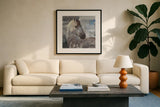 Appaloosa by Albena Hristova. Displayed in a glass frame with matte in a clean modern living room. Available as an archival giclee rolled canvas, fine art paper, or poster print. SKU 21394a.