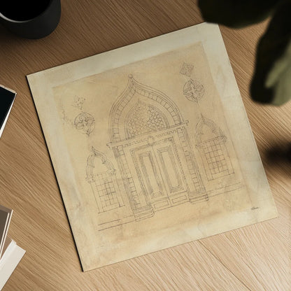 Architectural Drawing I Neutral by Albena Hristova. Shown as a detailed flat fine art print, highlighting archival giclee quality. Available as an archival giclee rolled canvas, fine art paper, or poster print. SKU 90917a.