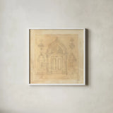 Architectural Drawing I Neutral by Albena Hristova. Shown in a crisp white glass frame for a clean and minimalist style. Available as an archival giclee rolled canvas, fine art paper, or poster print. SKU 90917a.