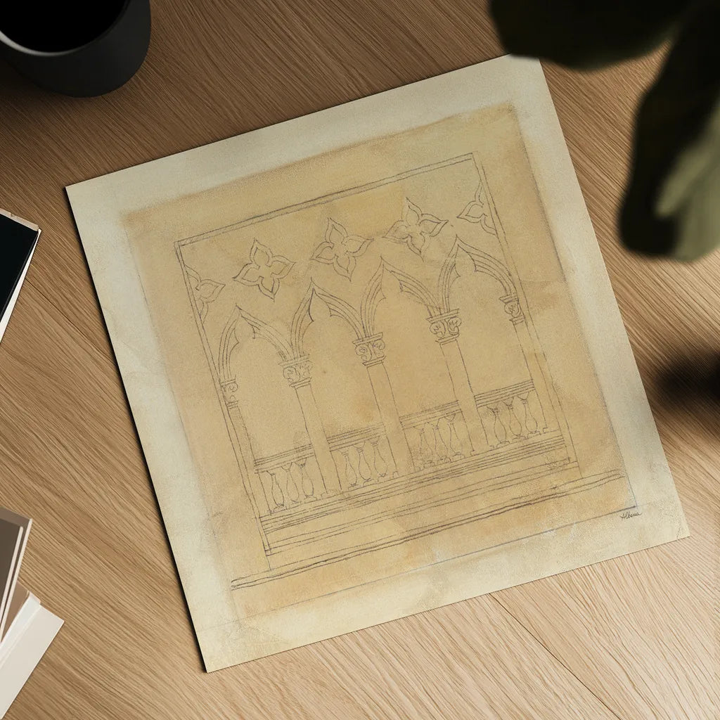 Architectural Drawing II Neutral by Albena Hristova. Shown as a detailed flat fine art print, highlighting archival giclee quality. Available as an archival giclee rolled canvas, fine art paper, or poster print. SKU 90918a.