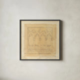 Architectural Drawing II Neutral by Albena Hristova. Shown in a sleek black glass frame for a contemporary gallery look. Available as an archival giclee rolled canvas, fine art paper, or poster print. SKU 90918a.