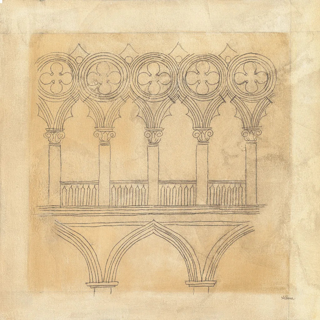 Architectural Drawing III Neutral by Albena Hristova. SKU 90919a. Archival Giclee Fine art print for wall decor.
