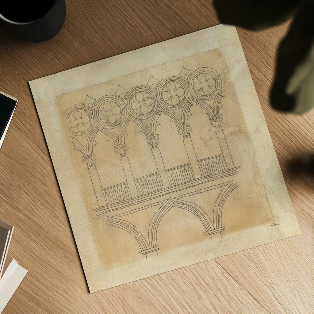 Architectural Drawing III Neutral by Albena Hristova. Shown as a detailed flat fine art print, highlighting archival giclee quality. Available as an archival giclee rolled canvas, fine art paper, or poster print. SKU 90919a.