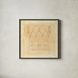Architectural Drawing IV Neutral by Albena Hristova. Shown in a sleek black glass frame for a contemporary gallery look. Available as an archival giclee rolled canvas, fine art paper, or poster print. SKU 90920a.