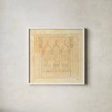 Architectural Drawing IV Neutral by Albena Hristova. Shown in a crisp white glass frame for a clean and minimalist style. Available as an archival giclee rolled canvas, fine art paper, or poster print. SKU 90920a.