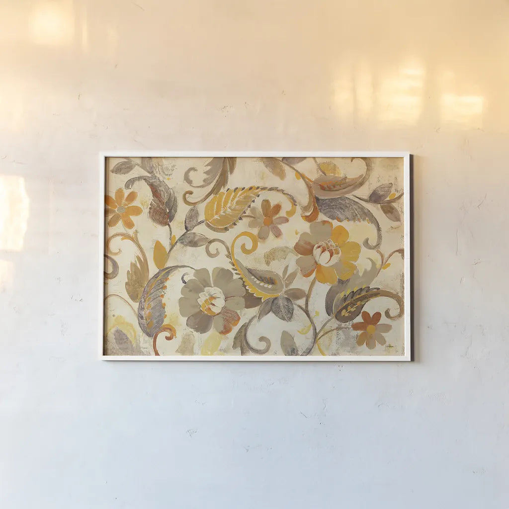 Autumn Garden Light by Albena Hristova. shown as a paper print in a white frame. Available as a archival giclee rolled canvas, fine art paper, or poster print. SKU 29037i.