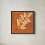 Autumn Leaves IV by Albena Hristova. Shown in a sleek black glass frame for a contemporary gallery look. Available as an archival giclee rolled canvas, fine art paper, or poster print. SKU 55453a.
