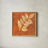 Autumn Leaves IV by Albena Hristova. Shown in a natural wood glass frame for a timeless modern aesthetic. Available as an archival giclee rolled canvas, fine art paper, or poster print. SKU 55453a.
