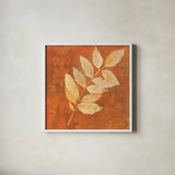Autumn Leaves IV by Albena Hristova. Shown in a crisp white glass frame for a clean and minimalist style. Available as an archival giclee rolled canvas, fine art paper, or poster print. SKU 55453a.