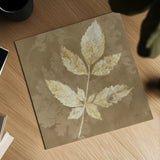 Autumn Leaves White on Taupe II by Albena Hristova. Shown as a detailed flat fine art print, highlighting archival giclee quality. Available as an archival giclee rolled canvas, fine art paper, or poster print. SKU 55459a.