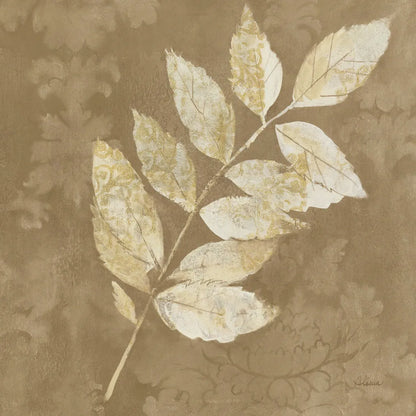 Autumn Leaves White on Taupe IV by Albena Hristova. SKU 55461a. Archival Giclee Fine art print for wall decor.