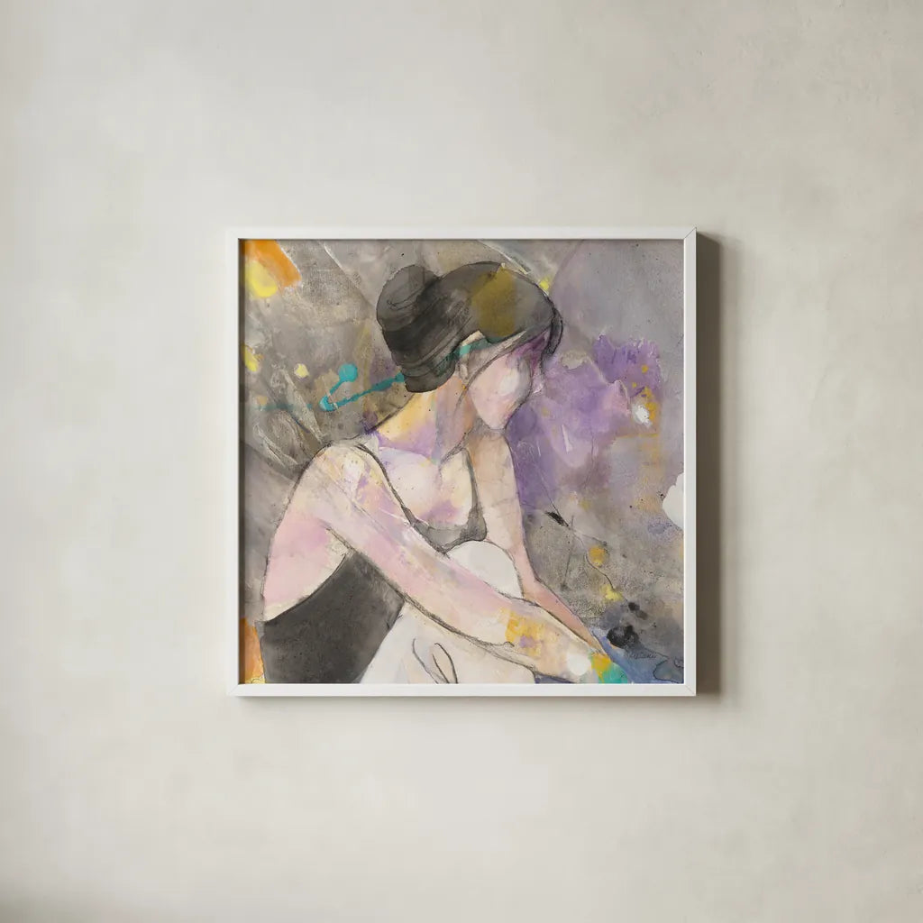 Ballerina I Crop by Albena Hristova. Shown in a crisp white glass frame for a clean and minimalist style. Available as an archival giclee rolled canvas, fine art paper, or poster print. SKU 68444a.