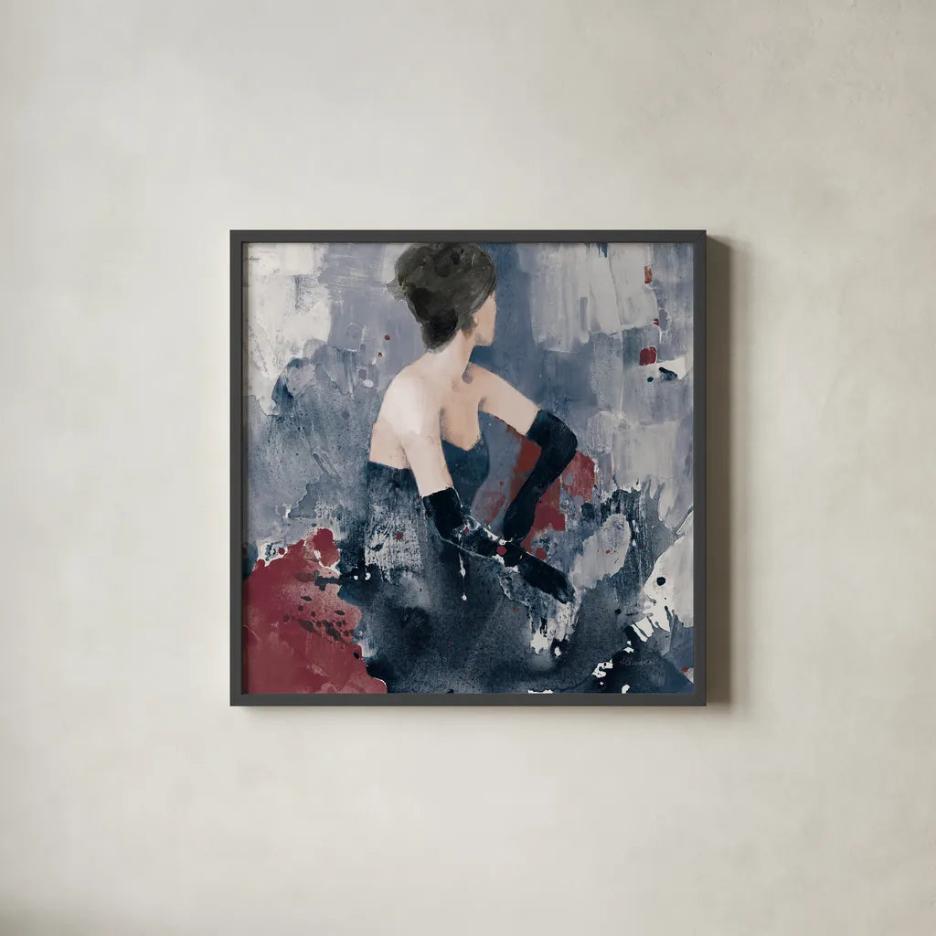 Beautiful Gaze I Blue by Albena Hristova. Shown in a sleek black glass frame for a contemporary gallery look. Available as an archival giclee rolled canvas, fine art paper, or poster print. SKU 84845a.