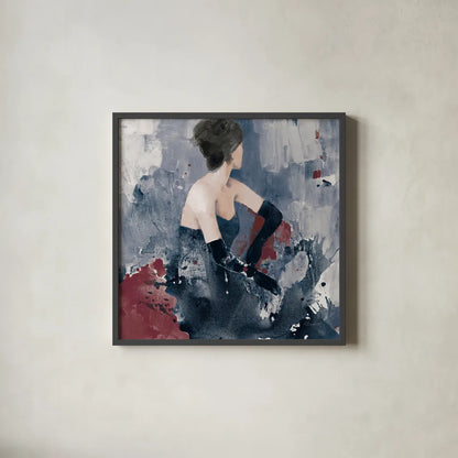 Beautiful Gaze I Blue by Albena Hristova. Shown in a sleek black glass frame for a contemporary gallery look. Available as an archival giclee rolled canvas, fine art paper, or poster print. SKU 84845a.