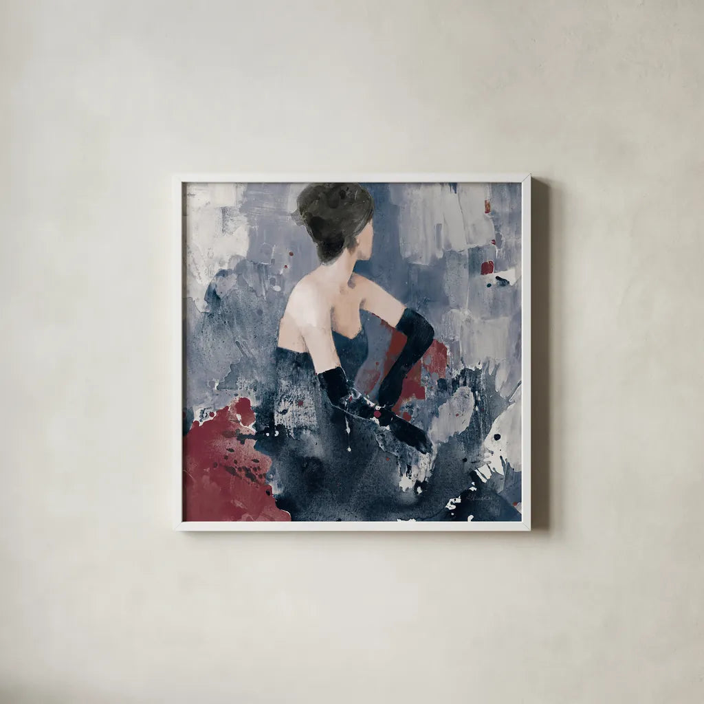 Beautiful Gaze I Blue by Albena Hristova. Shown in a crisp white glass frame for a clean and minimalist style. Available as an archival giclee rolled canvas, fine art paper, or poster print. SKU 84845a.