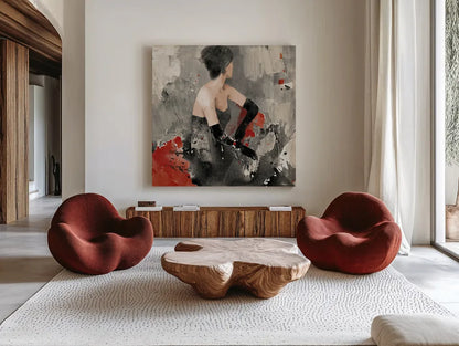 Beautiful Gaze I Neutral by Albena Hristova. Shown as extra-large giant wall art in a modern living room. Available as an archival giclee rolled canvas, fine art paper, or poster print. SKU 22262a.