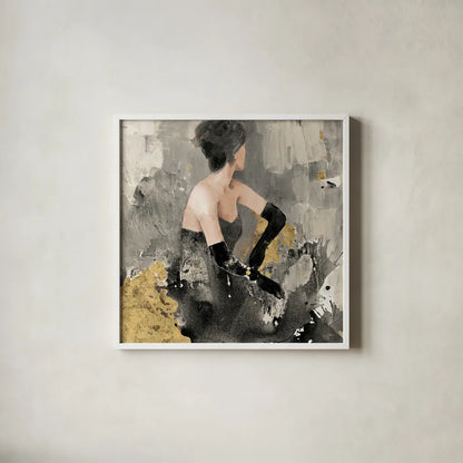 Beautiful Gaze I Neutral Gold by Albena Hristova. Shown in a crisp white glass frame for a clean and minimalist style. Available as an archival giclee rolled canvas, fine art paper, or poster print. SKU 31564a.