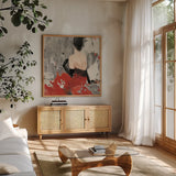 Beautiful Gaze II Neutral by Albena Hristova. Shown in a natural wood frame in a cozy modern living room. Available as an archival giclee rolled canvas, fine art paper, or poster print. SKU 22263a.