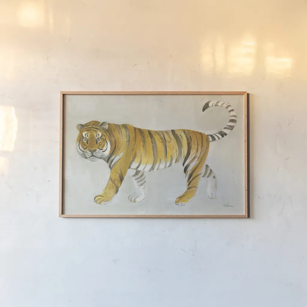 Big Cat II by Albena Hristova. shown as a paper print in a natural frame. Available as a archival giclee rolled canvas, fine art paper, or poster print. SKU 44157i.