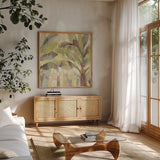 Bimini II by Albena Hristova. Shown in a natural wood frame in a cozy modern living room. Available as an archival giclee rolled canvas, fine art paper, or poster print. SKU 20038a.