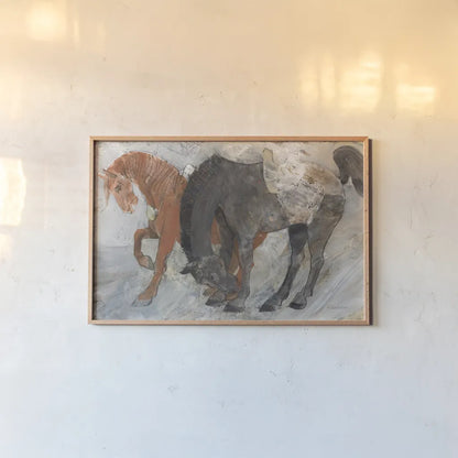 Blaze and Shadow by Albena Hristova. shown as a paper print in a natural frame. Available as a archival giclee rolled canvas, fine art paper, or poster print. SKU 89807i.