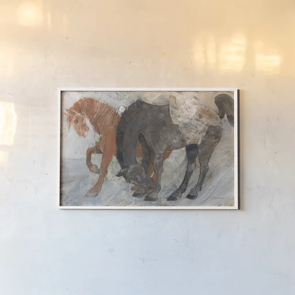 Blaze and Shadow by Albena Hristova. shown as a paper print in a white frame. Available as a archival giclee rolled canvas, fine art paper, or poster print. SKU 89807i.