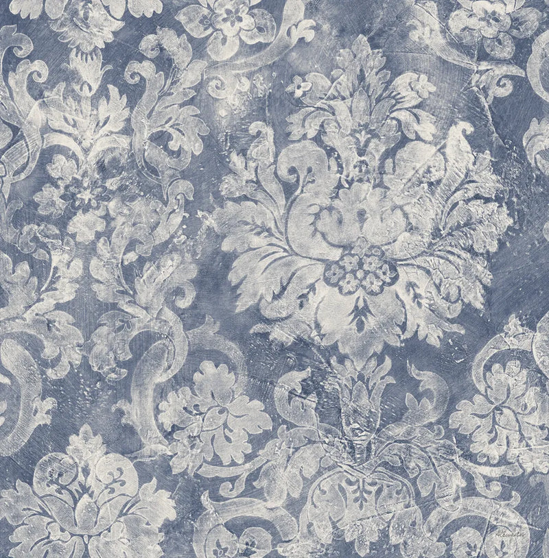 Blue Damask by Albena Hristova. SKU 81055a. Archival Giclee Fine art print for wall decor.