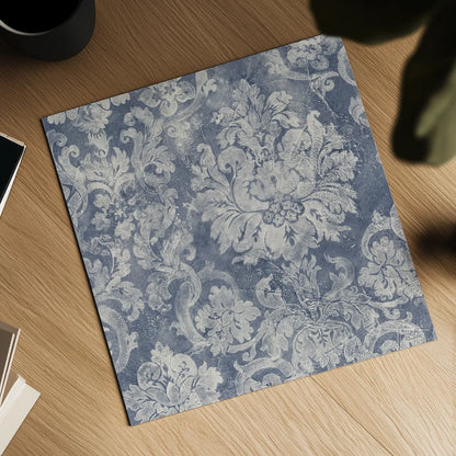 Blue Damask by Albena Hristova. Shown as a detailed flat fine art print, highlighting archival giclee quality. Available as an archival giclee rolled canvas, fine art paper, or poster print. SKU 81055a.