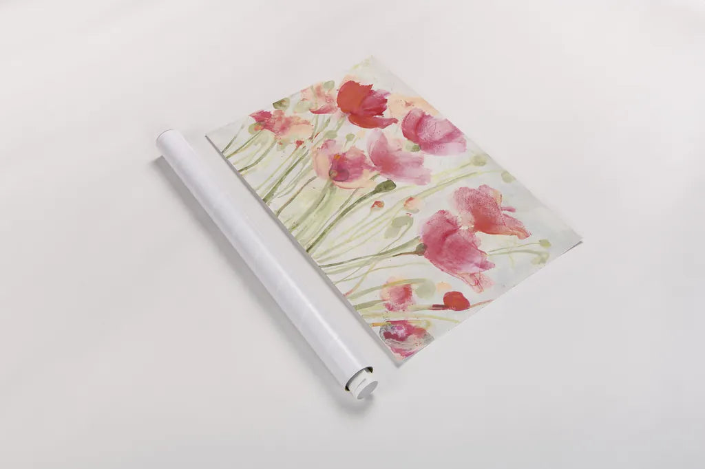 Blush Poppies by Albena Hristova. shown as a rolled paper print. Available as archival giclee rolled canvas, fine art paper, or poster print. SKU 57586i.