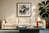 Bold II Crop by Albena Hristova. Displayed in a glass frame with matte in a clean modern living room. Available as an archival giclee rolled canvas, fine art paper, or poster print. SKU 35844a.