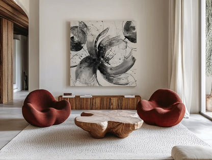 Bold III Crop by Albena Hristova. Shown as extra-large giant wall art in a modern living room. Available as an archival giclee rolled canvas, fine art paper, or poster print. SKU 35845a.