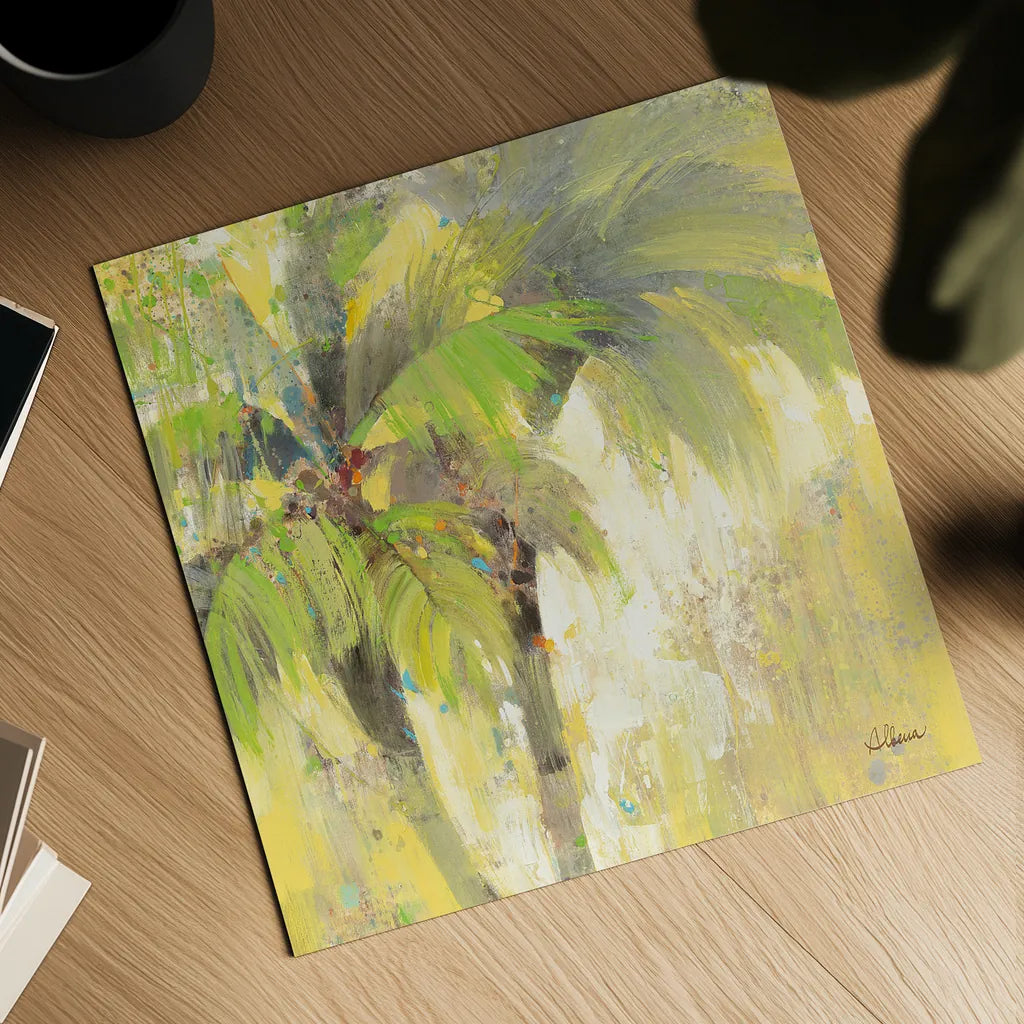 Breezy Palm I by Albena Hristova. Shown as a detailed flat fine art print, highlighting archival giclee quality. Available as an archival giclee rolled canvas, fine art paper, or poster print. SKU 17822a.